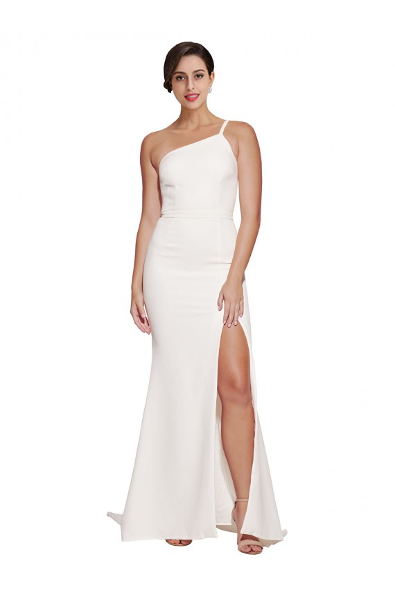 Buy Strapless Sweep Train Stretch Crepe Ivory Sleeveless Semi Formal Evening Dress UK