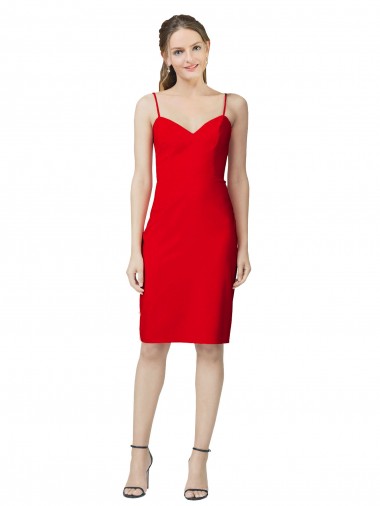 Buy Sweetheart Cocktail Length Stretch Crepe Red Sleeveless Formal Evening Dress UK