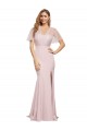 Buy Sweetheart Long Stretch Crepe & Tulle Mauve Short Sleeves Formal Evening Dress UK