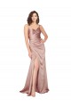 Buy V-Neck Long Silky Satin Dusty Pink Sleeveless Black Tie Evening Dress UK