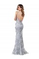 Buy High Neck Long Stretch Crepe & Sequin Tulle Silver Sleeveless Formal Evening Dress UK