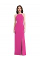 Buy High Neck Long Stretch Crepe Fuchsia Sleeveless Formal Evening Dress UK