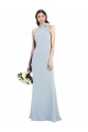 Buy High Neck Long Stretch Crepe Light Sky Blue Sleeveless Semi Formal Evening Dress UK