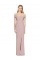 Buy Off the Shoulder Long Stretch Crepe Dusty Pink Sleeveless Semi Formal Evening Dress UK