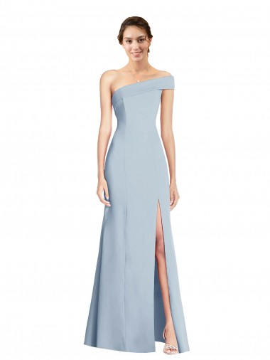 Buy Off the Shoulder Long Stretch Crepe Light Sky Blue Sleeveless Formal Evening Dress UK