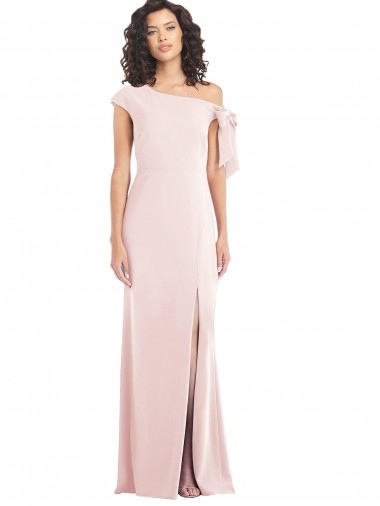 Buy Off the Shoulder Long Stretch Crepe Pink Cap Sleeves Formal Evening Dress UK