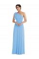 Buy One Shoulder Long Soft Chiffon Periwinkle Sleeveless Semi Formal Evening Dress UK