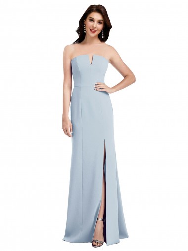 Buy Strapless Long Stretch Crepe Light Sky Blue Sleeveless Evening Gowns UK