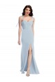 Buy Strapless Long Stretch Crepe Light Sky Blue Sleeveless Evening Dress UK