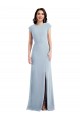 Buy Long Stretch Crepe Light Sky Blue Cap Sleeves Formal Evening Dress UK