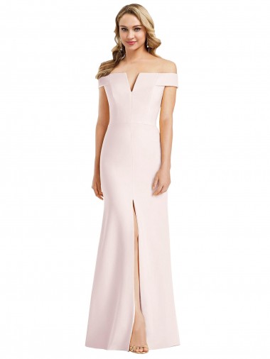 Buy V-Neck Long Stretch Crepe Pink Sleeveless Evening Dress UK