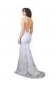 Buy High Neck Long Stretch Crepe & Sequin Tulle White Sleeveless Formal Evening Dress UK